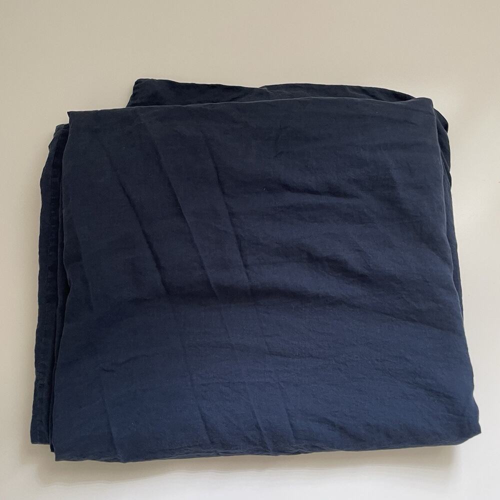 Pottery Barn 100% Linen Standard King Duvet Cover Navy Blue EUC